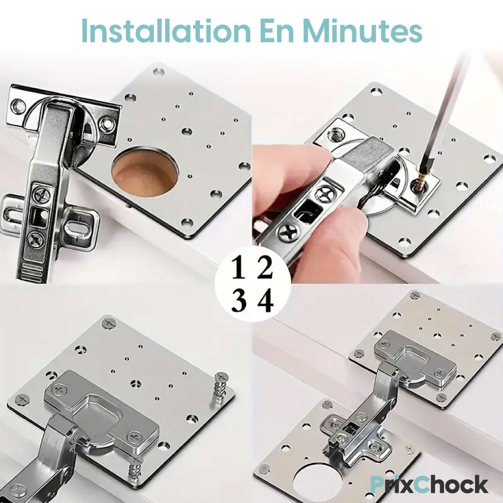 Kit de Fixation Complet Charnières Ultra-Résistantes pour Portes d’Armoire