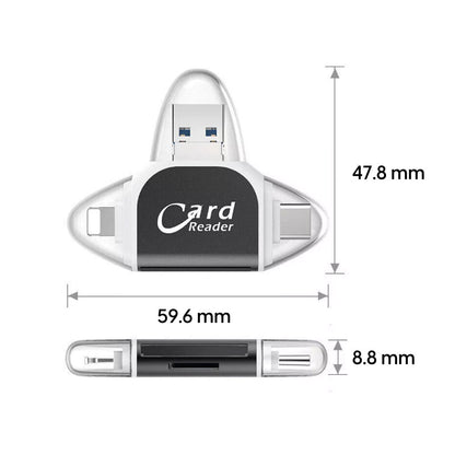 Lecteur De Carte SD Et Micro SD 4-en-1,Universel et Pratique