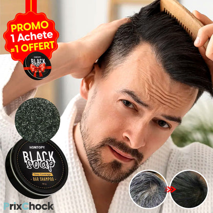 Shampoing savon anti-chute pour des cheveux plus forts et naturellement plus foncés.