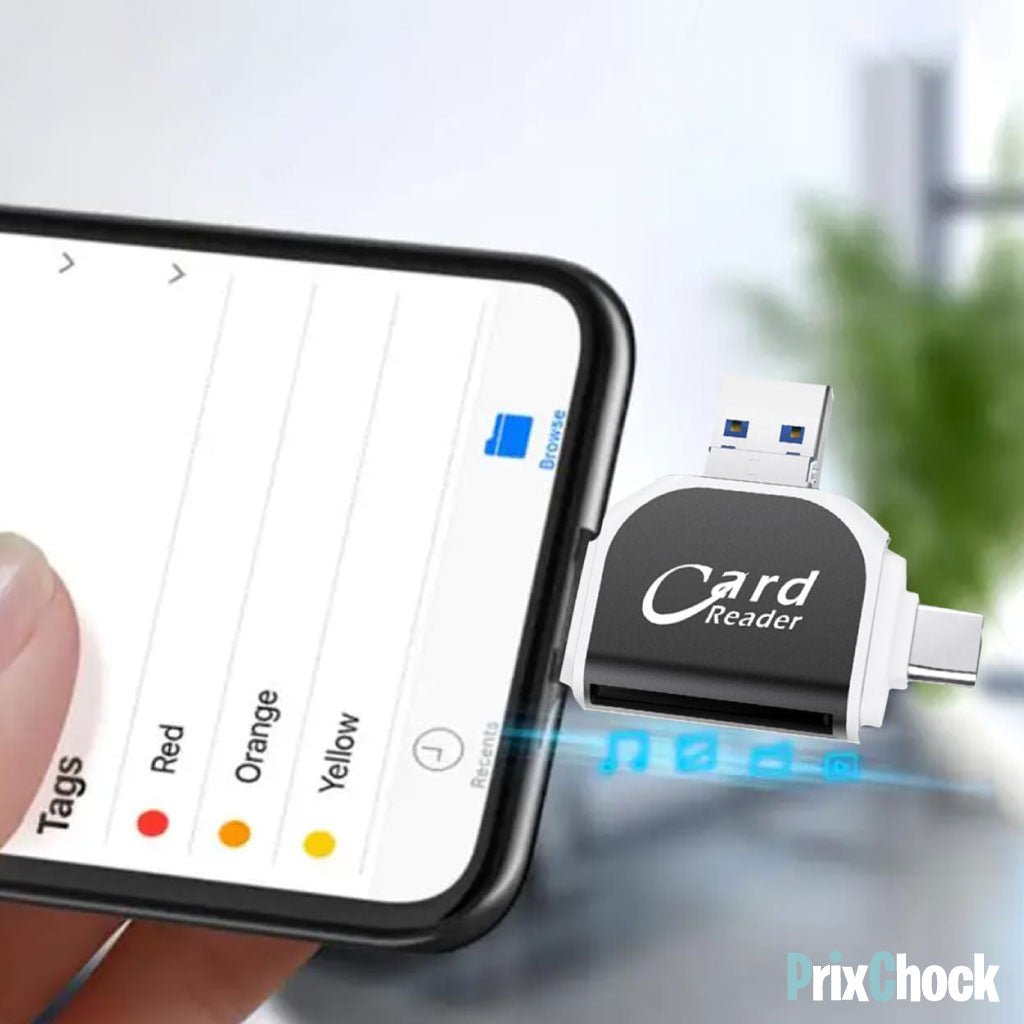 Lecteur De Carte SD Et Micro SD 4-en-1,Universel et Pratique