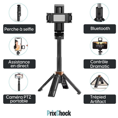 Perche à Selfie & Trépied Bluetooth – Contrôle Total et Photos Parfaites