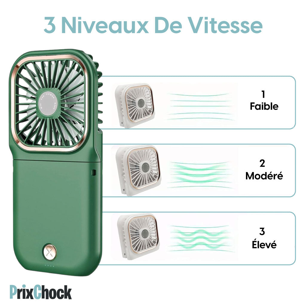 Mini Ventilateur Portable – Fraîcheur Nomade et Design Intelligent