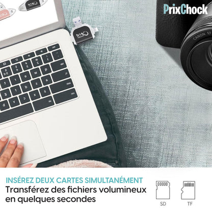 Lecteur De Carte SD Et Micro SD 4-en-1,Universel et Pratique