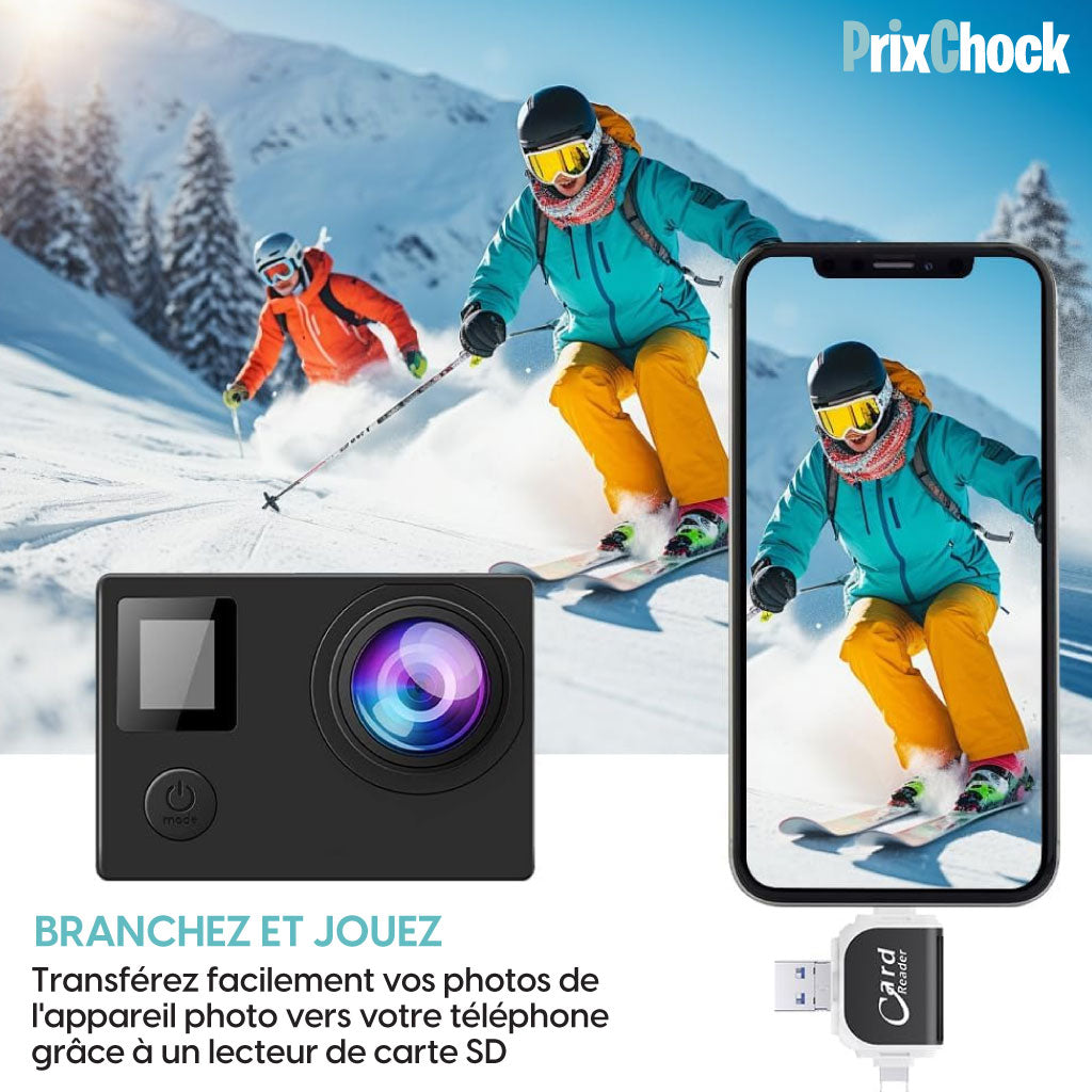 Lecteur De Carte SD Et Micro SD 4-en-1,Universel et Pratique