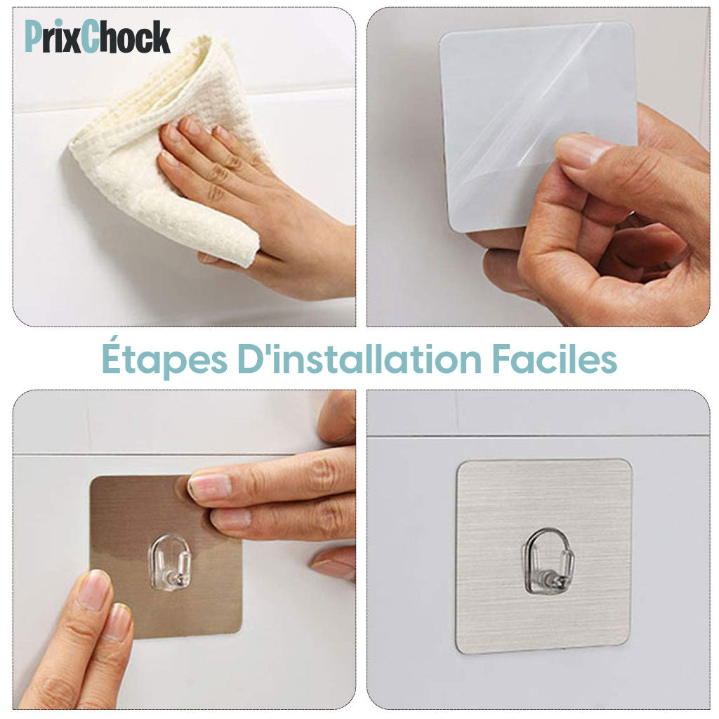 Crochets Muraux Adhésifs Ultra-Résistants – Fixation Sans Clous pour Cuisine, Salle de Bain & Bureau !