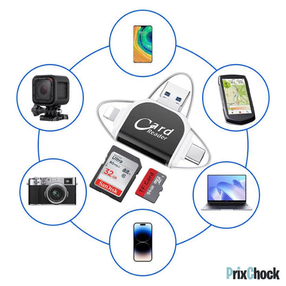 Lecteur De Carte SD Et Micro SD 4-en-1,Universel et Pratique