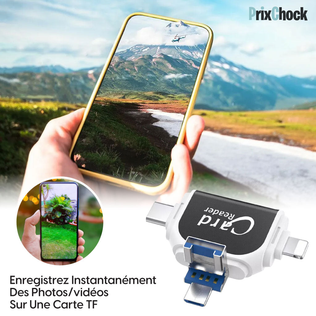 Lecteur De Carte SD Et Micro SD 4-en-1,Universel et Pratique