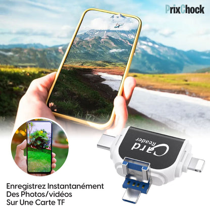 Lecteur De Carte SD Et Micro SD 4-en-1,Universel et Pratique